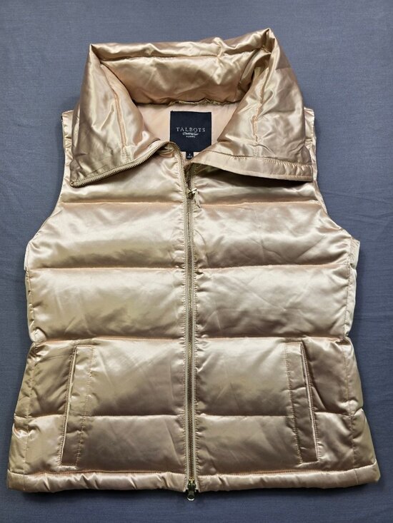 Talbots Jackets & Blazers - Talbots Petite Small SP Puffer Vest Gold Down Filled Zip Up